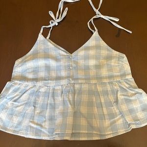 Blu Pepper Blue and White Gingham Top